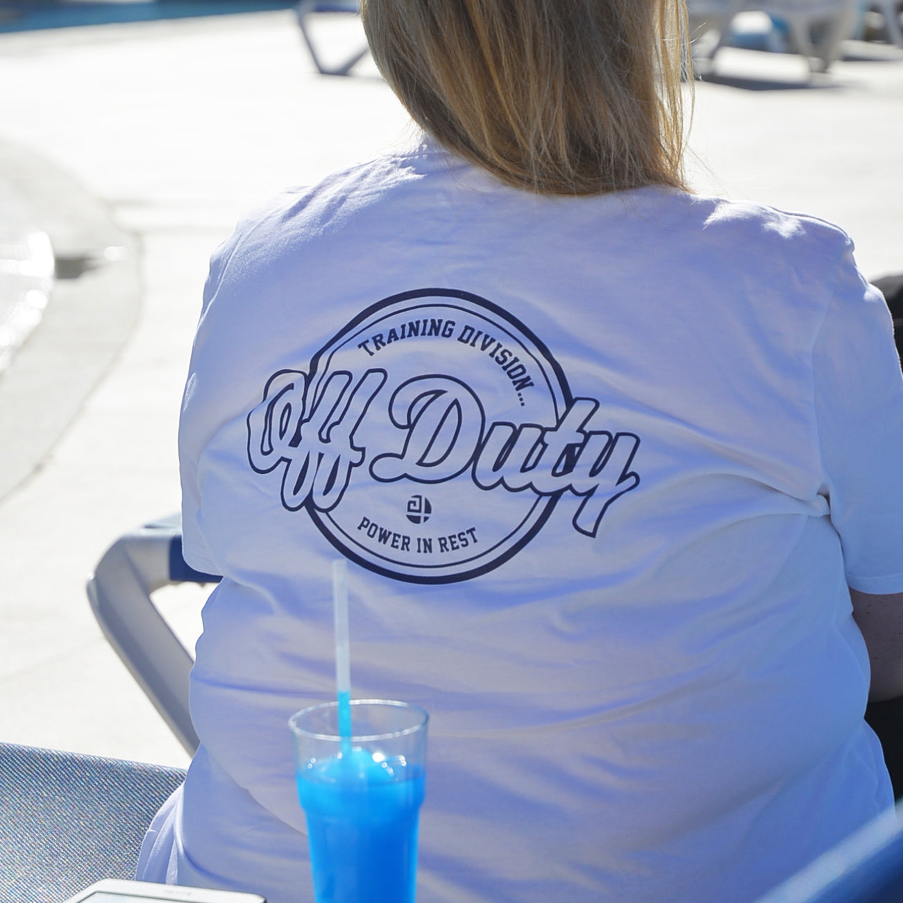 plus size white off duty t-shirt power in rest back graphic